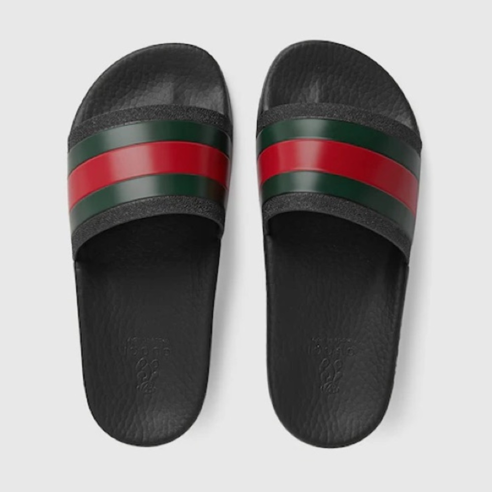 Gucci Black and Red Slide Sandals